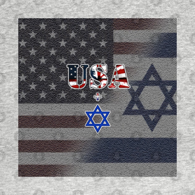 USA + Israel on Stylized, Blended Flag Background by designs-by-ann